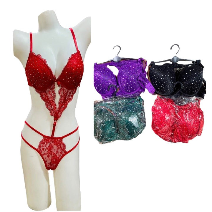 BRA & PANTY SET EMBROIDERED Fancy Cup Style Lingerie