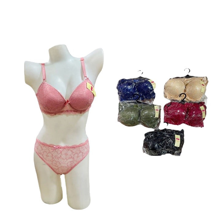 BRA & PANTY SET EMBROIDERED Fancy Cup